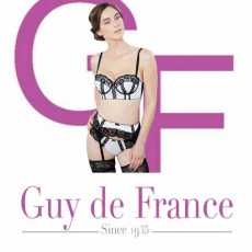 Guy de France Women's Claudine Ivory Black Satin and Lace Brief (58046-D)