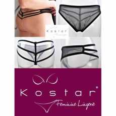 Kostar Lingerie Black Powermesh Thong Knickers with Multi Strap Design (422)