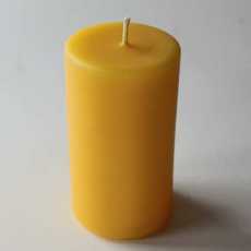 Organic beeswax small pillar candle – 20hr burning time – handmade in Wales