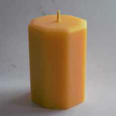 Organic beeswax octagonal pillar candle – 75hr burning time – handmade in Wales