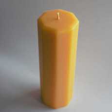 Organic beeswax octagonal pillar candle – 150hr burning time – handmade in Wales