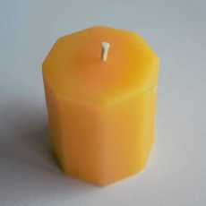 Organic beeswax octagonal votive candle – 12hr burning time – handmade in Wales
