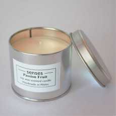Passion Fruit scented soy candle tin handmade in Wales