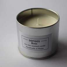 Rose scented soy candle tin handmade in Wales