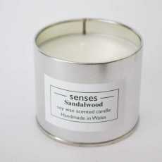 Sandalwood Scented Soy Candle tin Handmade in Wales