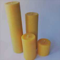 Set of Four Organic Beeswax Pillar Candles – Over 500 Hours Burning time -...