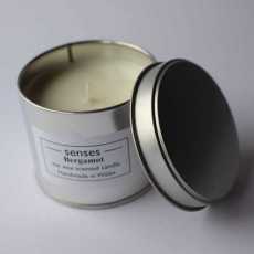Bergamot scented soy candle tin handmade in Wales