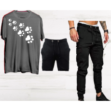 SUMMER COLLECTION printed (t-shirt+shorts+trouser) 3pcs suit for men soft trendy