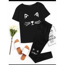 SUMMER COLLECTION cat  printed shirt and trouser  tracksuit for men soft...