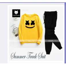 Mens Tracksuit Summer night Suits T-shirt + Trouser Two-piece Outfit
