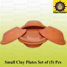 Small Clay Plates Set of (5) Pcs  Clay Dining Plates  Clay Pot  Multi Purpose...