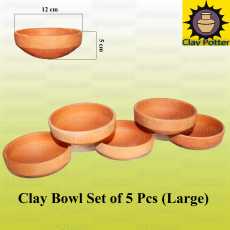 Clay Bowl  Mitti ki Piyali  Multi Purpose Pot  Set of 5 Pcs (Large)