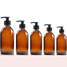 Amber Glass Bottle Soap Shampoo Dispenser Black Lotion Pump 300ml 500ml 1000ml