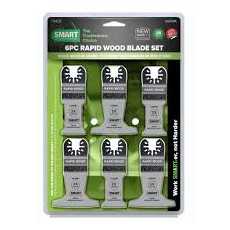 SMART H6RWK 6 Pc 32mm/63mm RAPID Wood/Plastic Clean Precise Cut Multitool Blades
