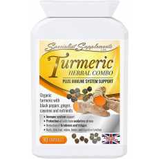 Organic Curcumin Turmeric Herbal Immune System Support 90 caps 30 days supply