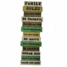 Rough Wooden Funny Signs - Big Family Rules Art Deco Home Room Hall Gift Words