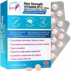 Max Strength VITAMIN B12 METHYLCOBALAMIN 1000mcg. Vegan Daily Food Supplements.