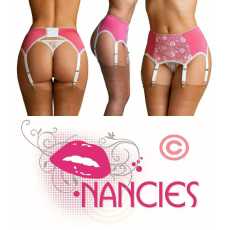 Nancies Lingerie Lace Pink 6 Strap Suspender / Garter Belt for Stockings (NL66)