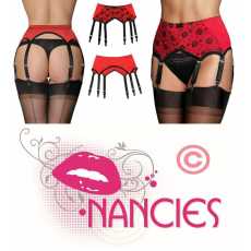 Nancies Lingerie Red Lace 6 Strap 'Pull On' Suspender / Garter Belt  (NLpul6)