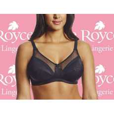 Royce Lingerie [ UK SIZE 34E ] Women's Charlotte Black Wire-Free Cotton-Lined...