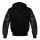 Classic Varsity Letterman bomber jacket- Black Wool Body & Black Leather Sleeves