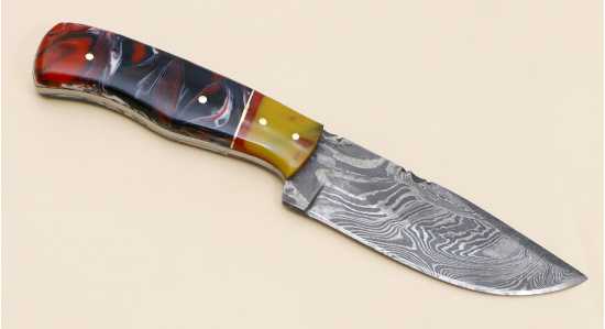 Custom Handmade Reddish Blue Bowie Knife Hunting Damascus Kitchenware
