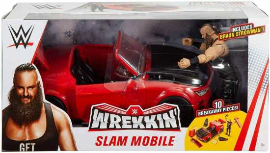 Boy Toy WWE Braun Strowman con Macchina Wrekkin’ Slam Mobile with 10 Breakaway