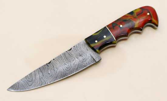 Custom Handmade Reddish Black Bowie Knife Hunting Damascus Kitchenware