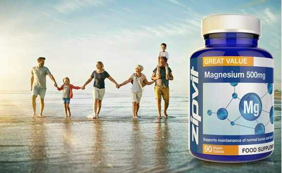 Magnesium 500mg, 90 Vegan Tablets. 3 Months Supply. Supports Muscle and Bone