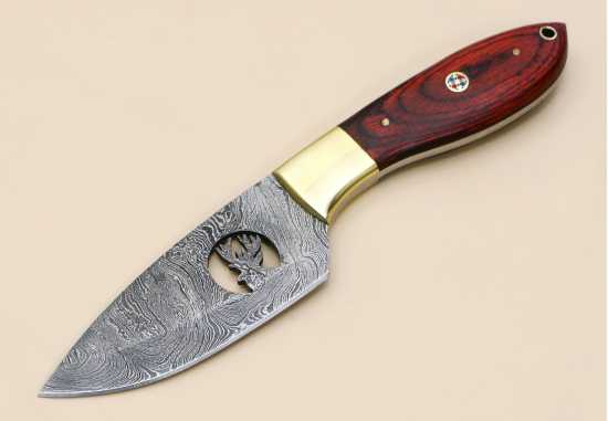 Custom Handmade Stag design Dollar wood Bowie Knife Hunting Damascus Kitchenware