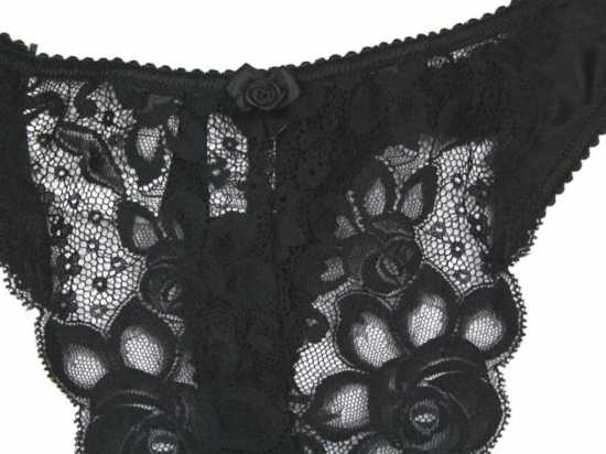 Silhouette Lingerie ‘Paysanne Collection’ Black Floral Lace Thong Style...