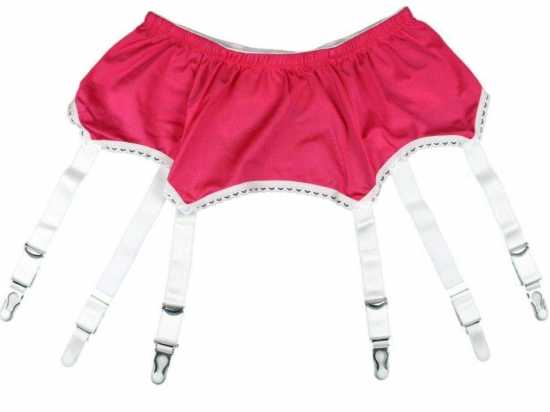 Nancies Lingerie Pink Lycra 6 Strap Suspender / Garter Belt for Stockings (NL59)
