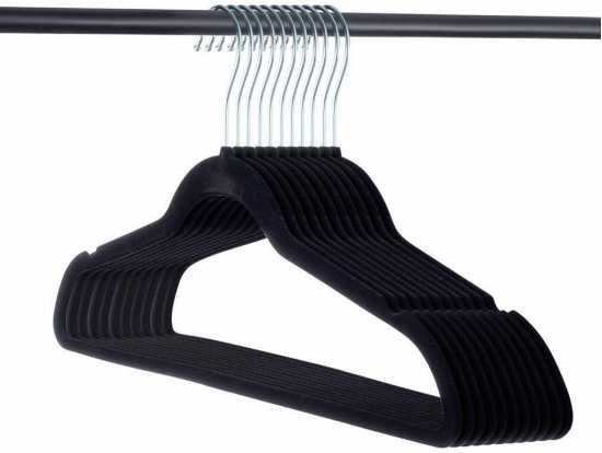 Highliving Coat Hangers Set of 50 Black Velvet Non-Slip Clothes Storage...