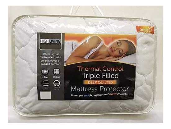 HIGHLIVING@ Quilted Mattress Protector Cover Topper Extra Deep 40cm Triple...