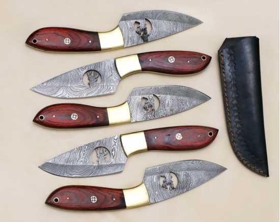 Pack of 5 Custom Handmade Stag design Dollar wood  Bowie Knife Hunting...