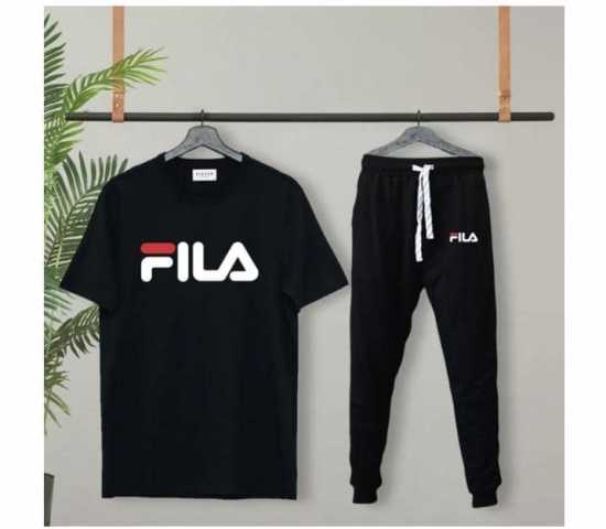 Mens Tracksuit Summer Sports Fila Suits T-shirt + Trouser Two-piece Outfit