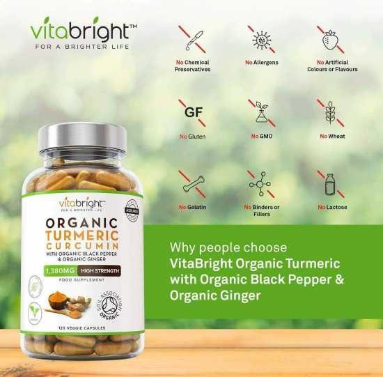 Organic Turmeric Curcumin 1380mg with Organic Black Pepper & Organic Ginger