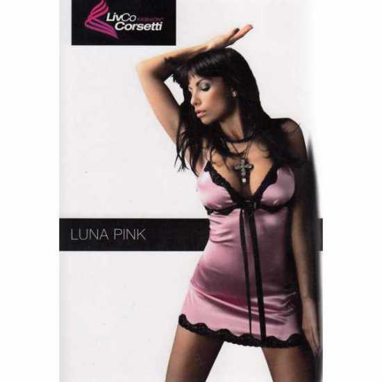 Livco Corsetti [ UK SIZE 18 ] Sexy Lingerie 'Luna' Pink Satin Chemise & Thong...