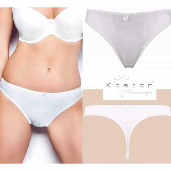 Kostar Lingerie White Smoothline Comfortable Classic Style Everyday Thong (0521)