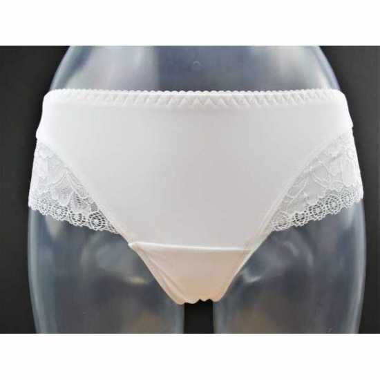 Kostar Lingerie White Lycra Brief Knickers with Pretty Lace Detail Trim (418)