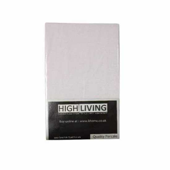 Highliving FITTED SHEETS PERCALE PLAIN DYED LUXURY COMBED NON IRON SINGLE...