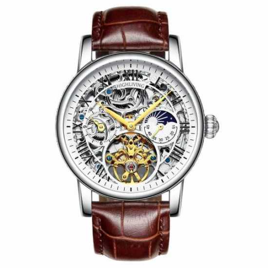 HIGH LIVING ® Men's Automatic Watch Analog Skeleton Mechanical Leather Strap