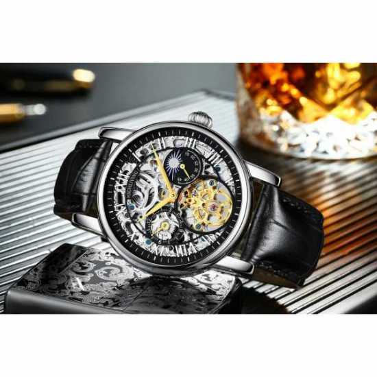 HIGH LIVING ® Men's Automatic Watch Analog Skeleton Mechanical Leather Strap