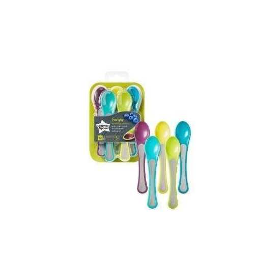 Tommee Tippee Weaning Spoons Pack 5 Soft Tip Baby Spoons BPA Free Age 4m+
