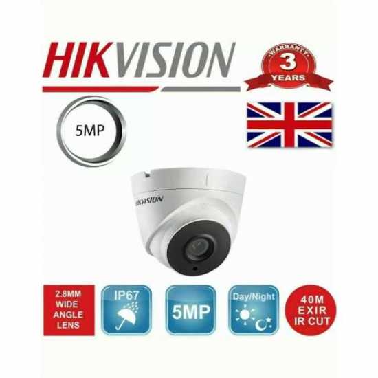 HIKVISION 5MP DS-2CE56H0T-IT3F TURRET CAMERA 40M IR IP67 100% UK SPECIFICATION