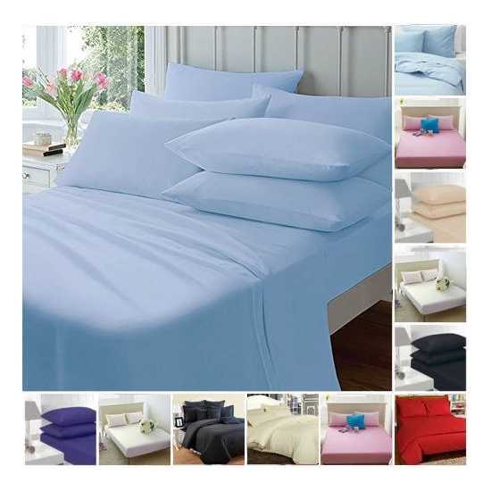 Variation of catalog item Highliving FITTED SHEETS PERCALE PLAIN DYED LUXURY...