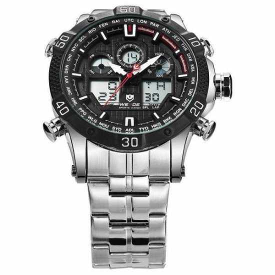 Weide WH6901 Gents Stainless Steel Ana-Digi Sports Business Watch Brand New...