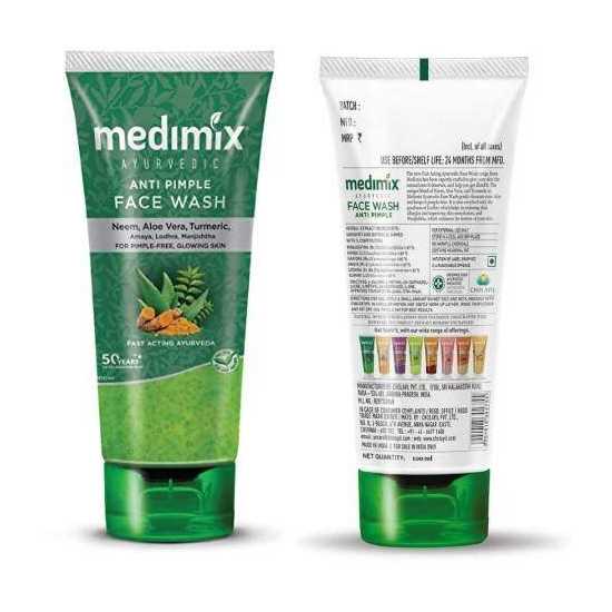 Medimix Ayurvedic Anti Pimple Face Wash 100ml - Neem - Aloe Vera, Turmeric