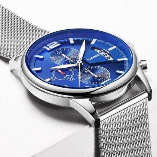 Weide Stainless Steel Mesh Strap Quartz Analogue Chronograph watch Wristwatch...