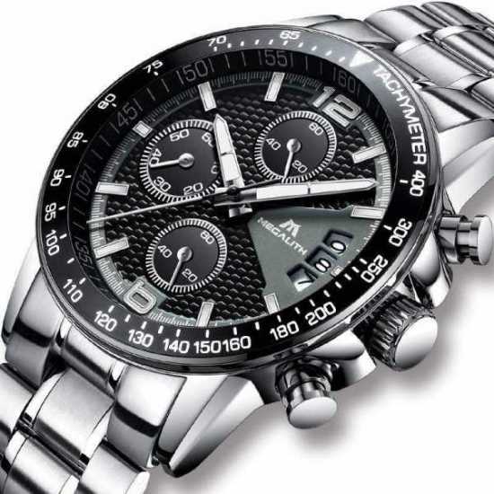 MEGALITH 0089M GENTS STAINLESS STEEL ANALOGUE QUARTS CHRONOGRAPH WATCH  FULLY...